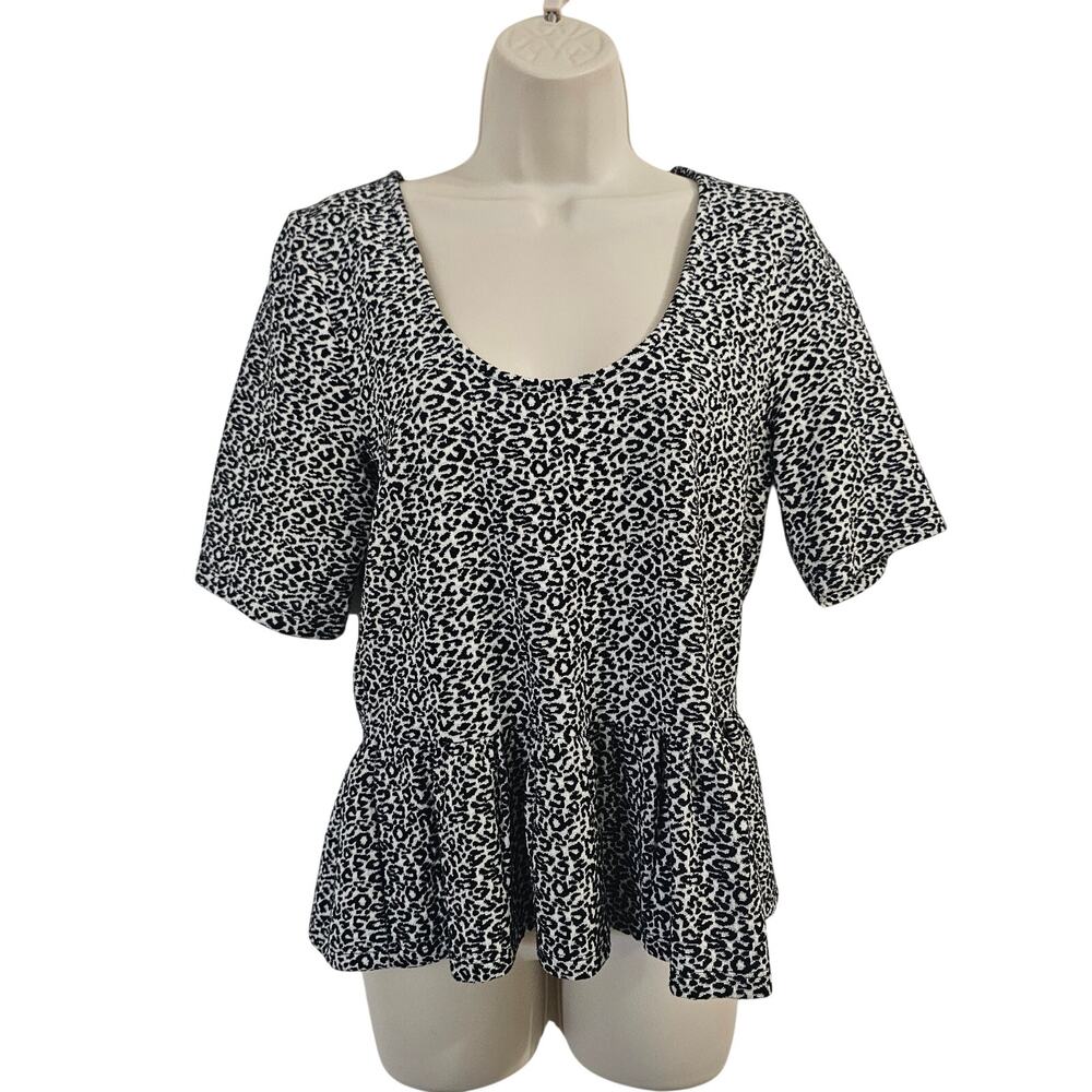 ANTHROPOLOGIE MAEVE Leopard Print Peplum Top Size L